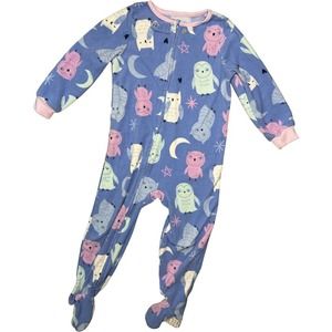 Baby Girl Carter's Owl Printed Fleece Footed Pajamas 3T Gently Used